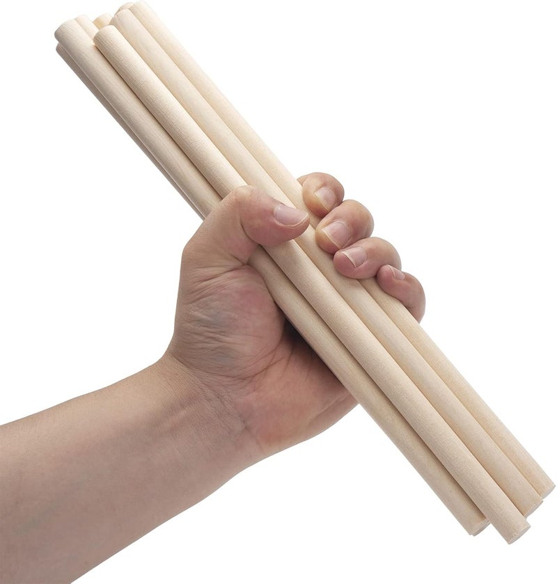 Coowayze 20 PCS Wooden Dowel Rods Wood Macrame Dowels 1/2x 12 inch, Round Wooden Sticks for Crafts, Unfinished Hardwood Sticks for Arts and DIYers, Crafting, Tiered Cake Support and Wedding Ribbon Wands - Image 3